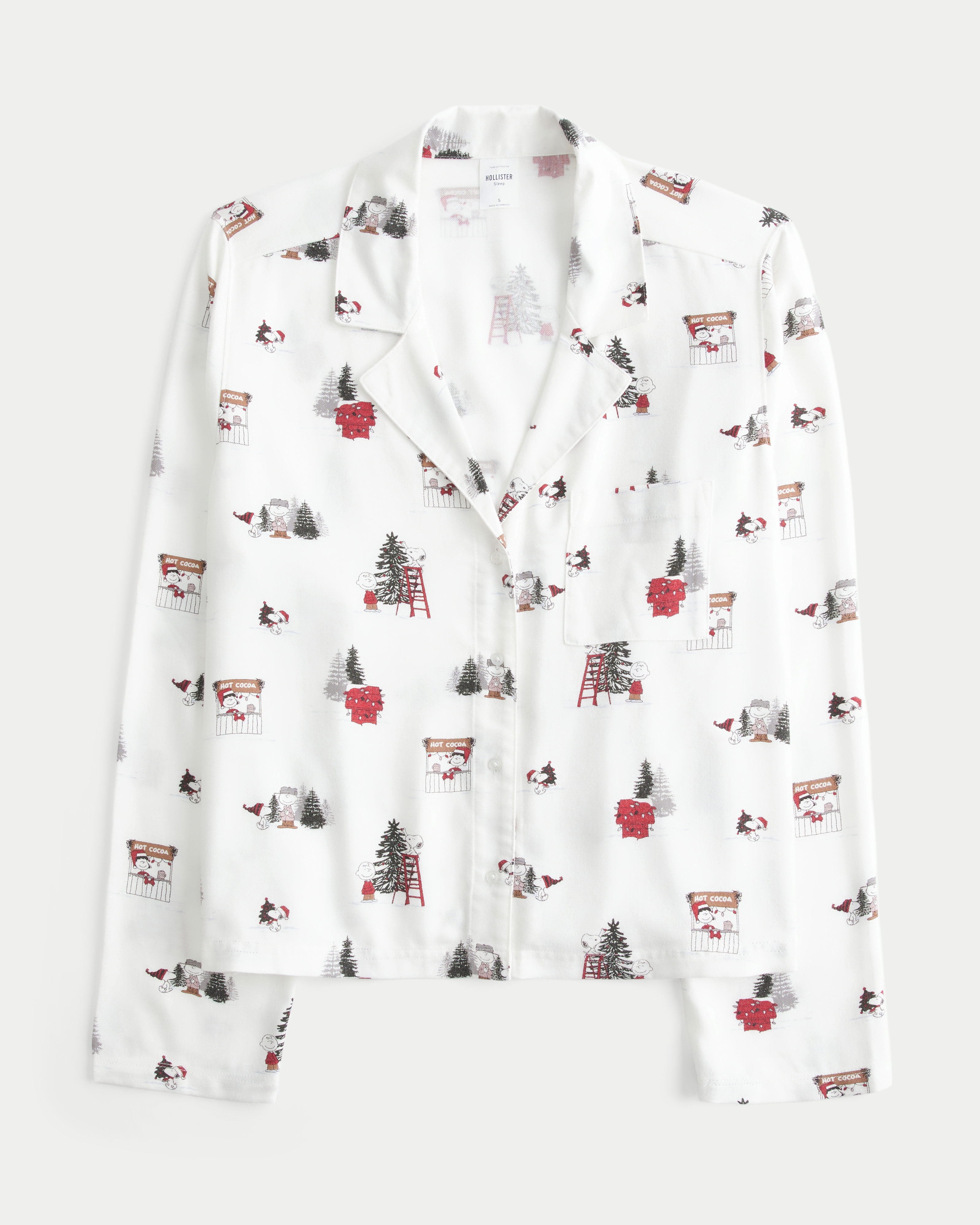 Easy Snoopy Graphic Long-Sleeve Flannel Shirt