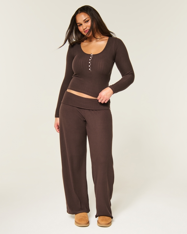 Ultimate Cozy Rib Henley, Brown view 2