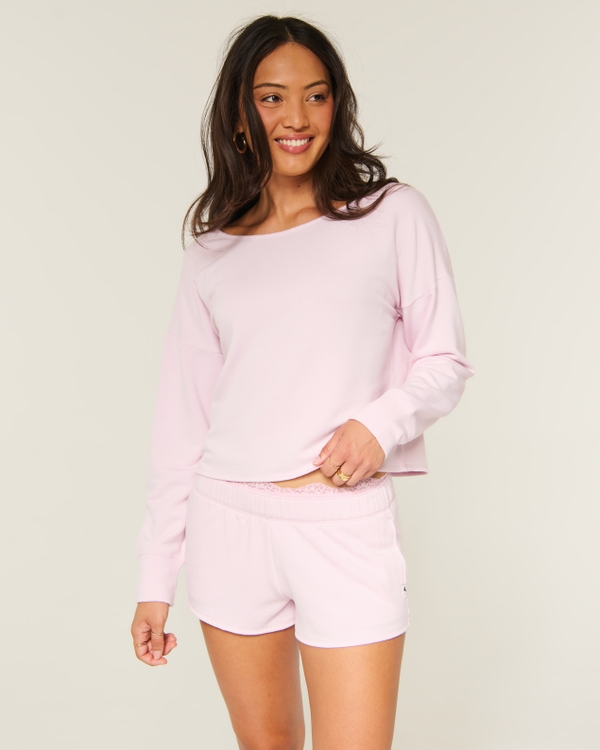 Hollister Comfy Cloud Off-the-Shoulder Top & Sleep Shorts Set