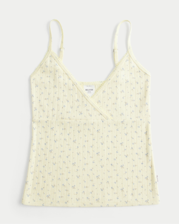 Pointelle Wrap Tank, Yellow Floral view 1