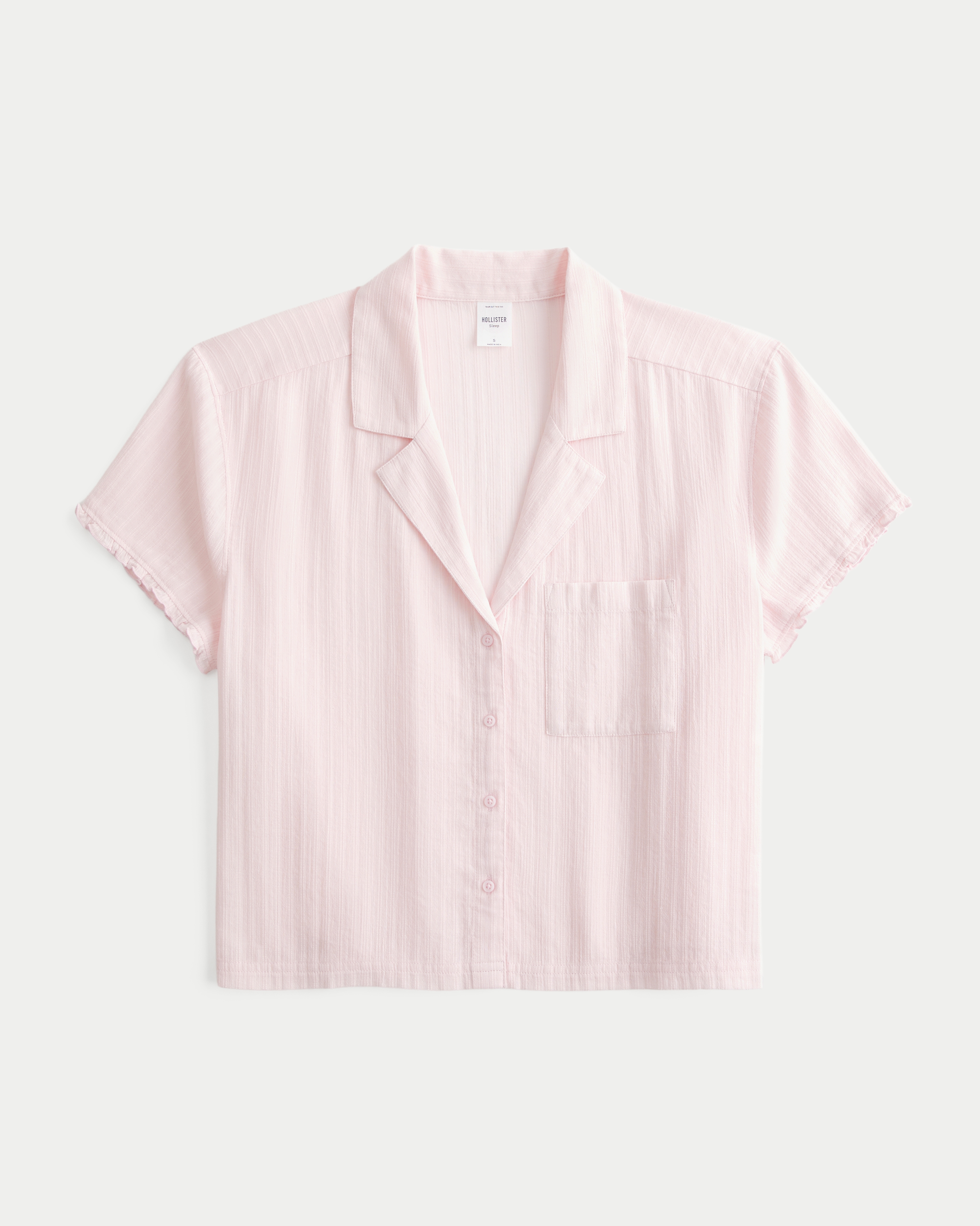 Short-Sleeve Textural Ruffle Shirt