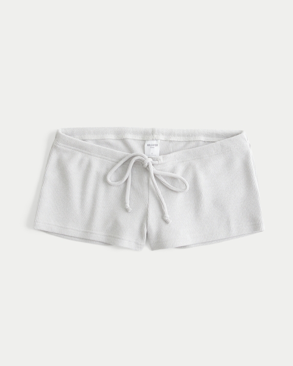 Cozy Waffle Micro Shorts, Light Grey view 1