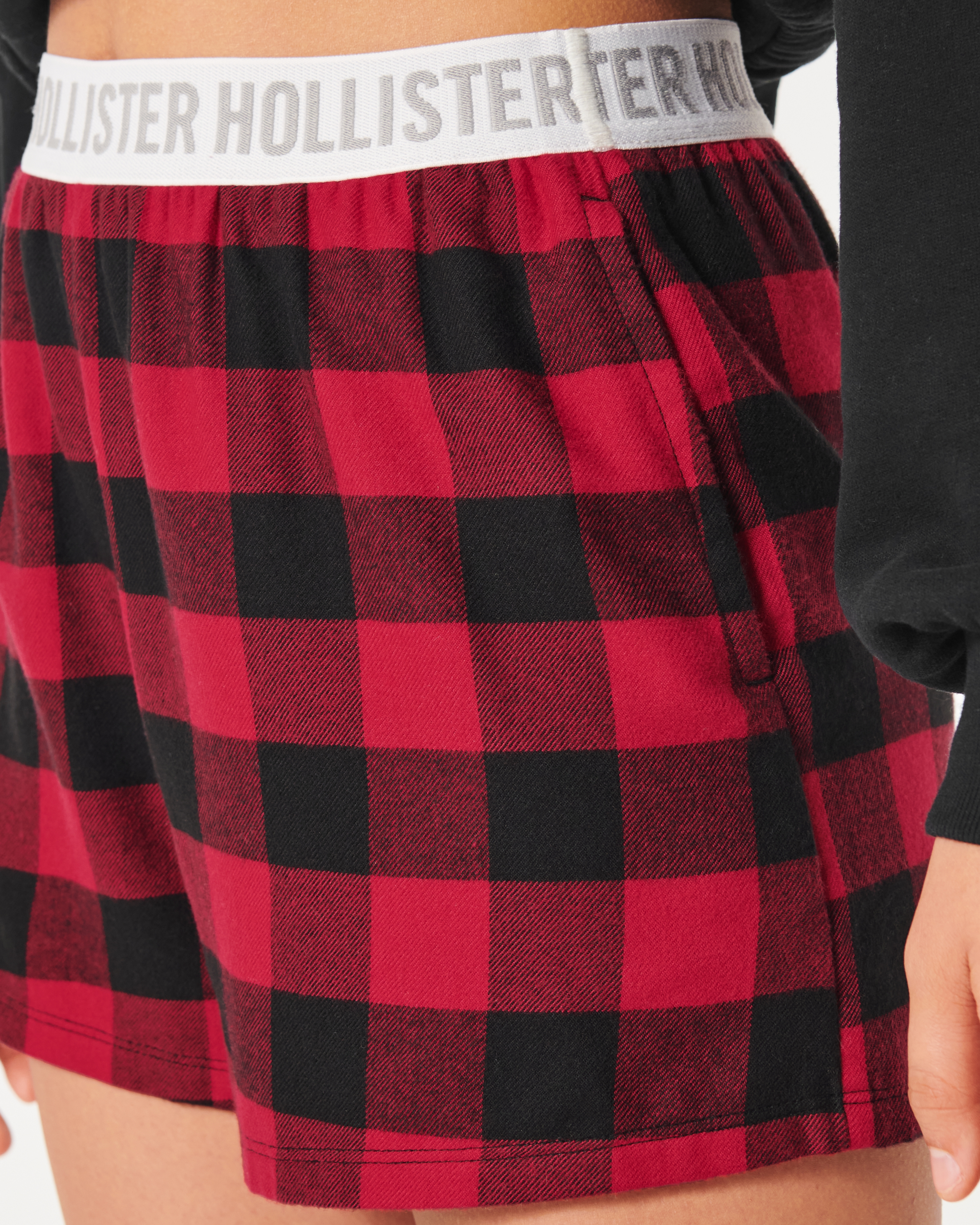 High-Rise Flannel Shorts