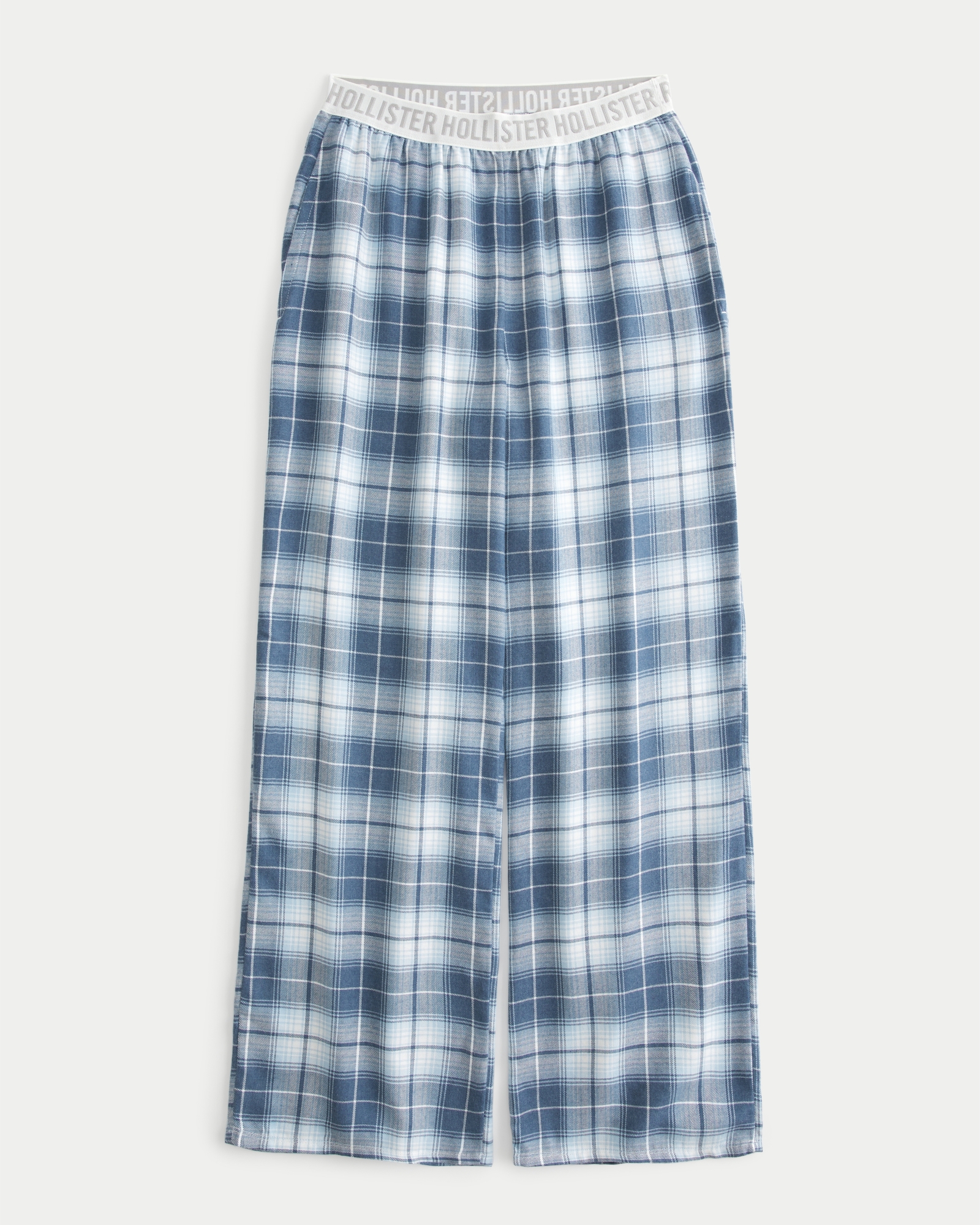 Hollister high rise flare trouser in blue plaid