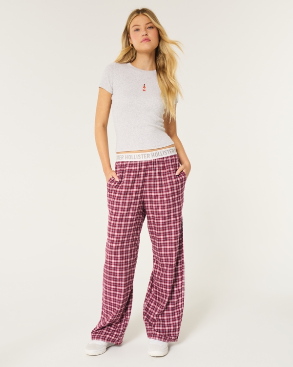 Wide-Leg 24/7 Pajama Pants, Red Plaid
