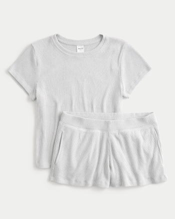 Women's Cozy Ribbed TShirt and Shorts Bundle Women's Clearance
