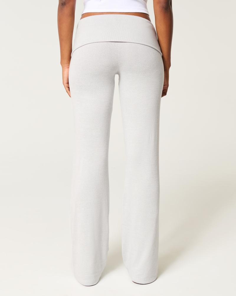 Cozy Knit Foldover Waist Flare Pants