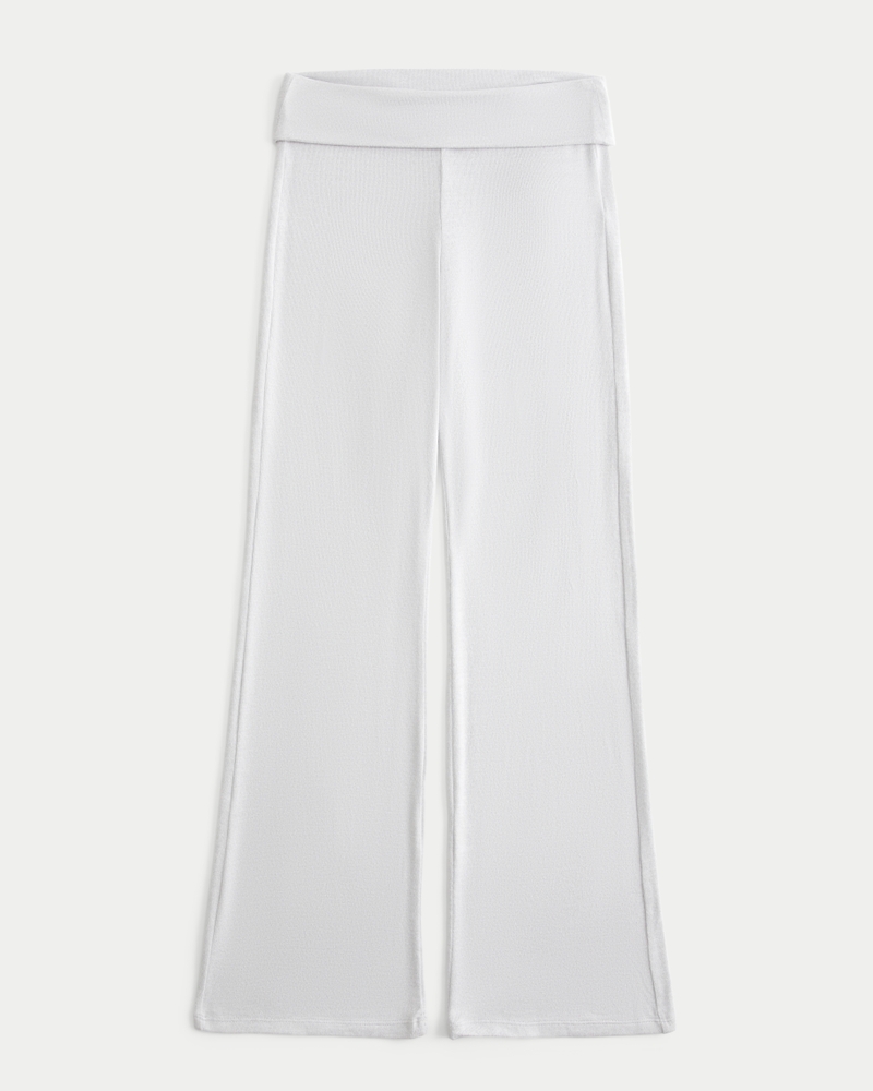 Cozy Knit Foldover Waist Flare Pants
