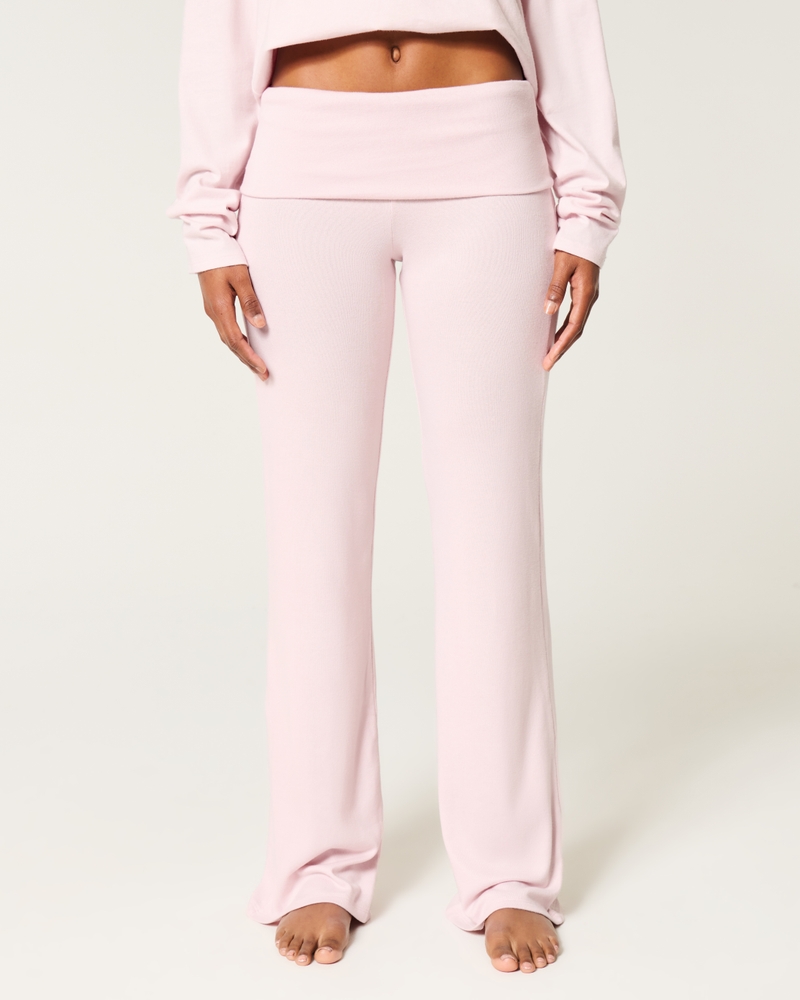 Cozy Knit Foldover Waist Flare Pants