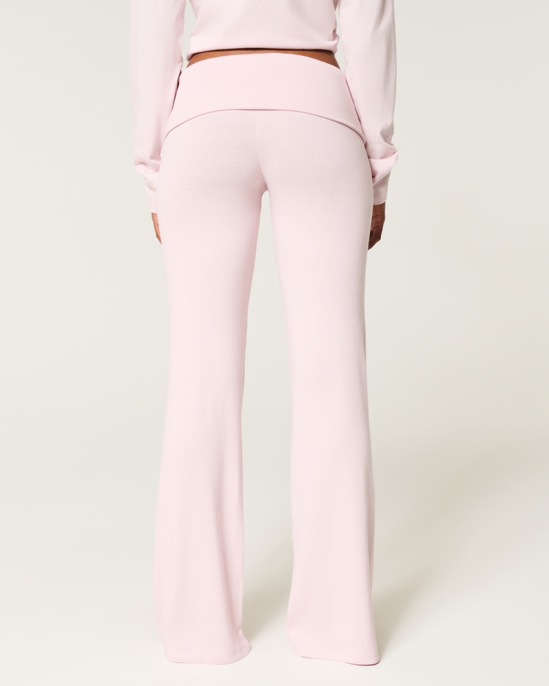 Cozy Knit Foldover Waist Flare Pants