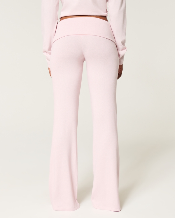 Cozy Knit Foldover Waist Flare Pants