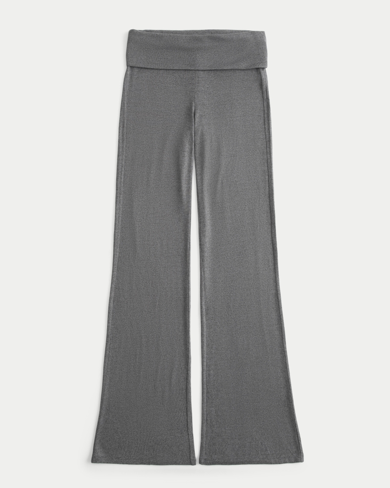 Cozy Knit Foldover Waist Flare Pants