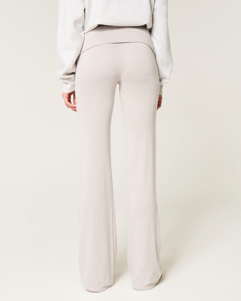 Cozy Knit Foldover Waist Flare Pants