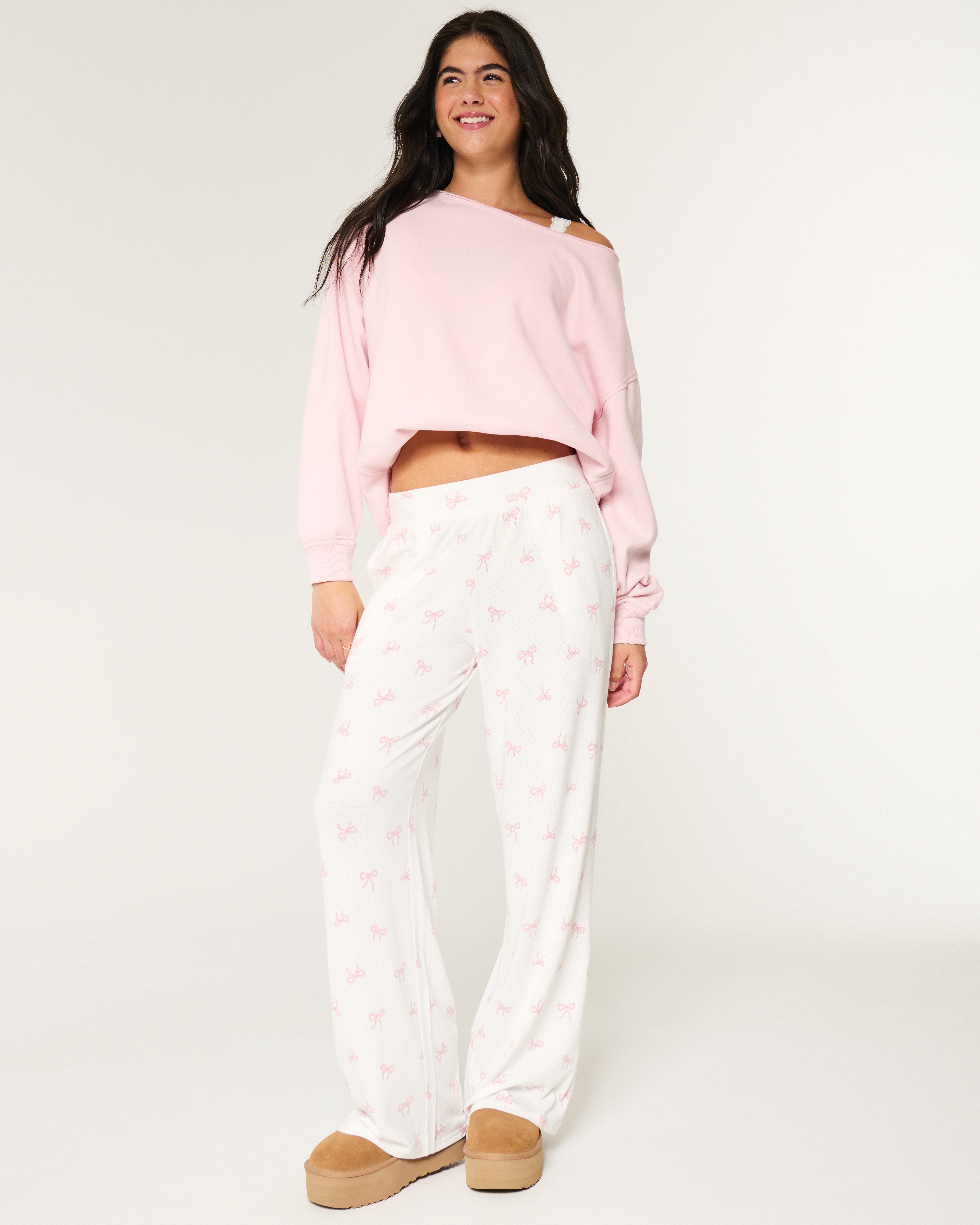 Women s Cozy Wide Leg Pajama Pants Women s New Arrivals HollisterCo