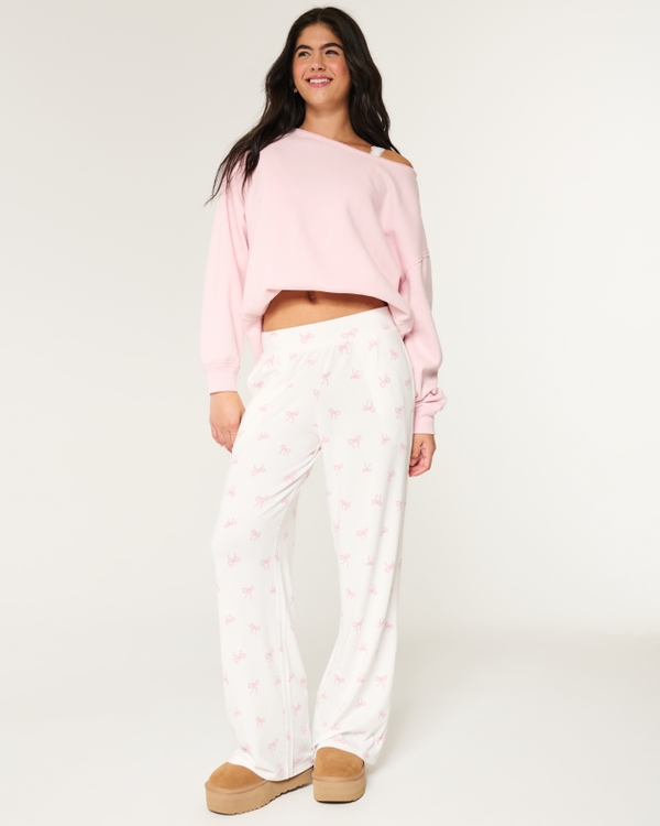 24/7 Wide-Leg Pajama Pants, White Pattern