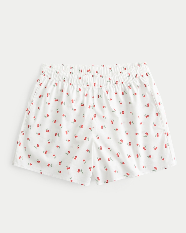 Poplin Sleep Boxer Shorts, White Print