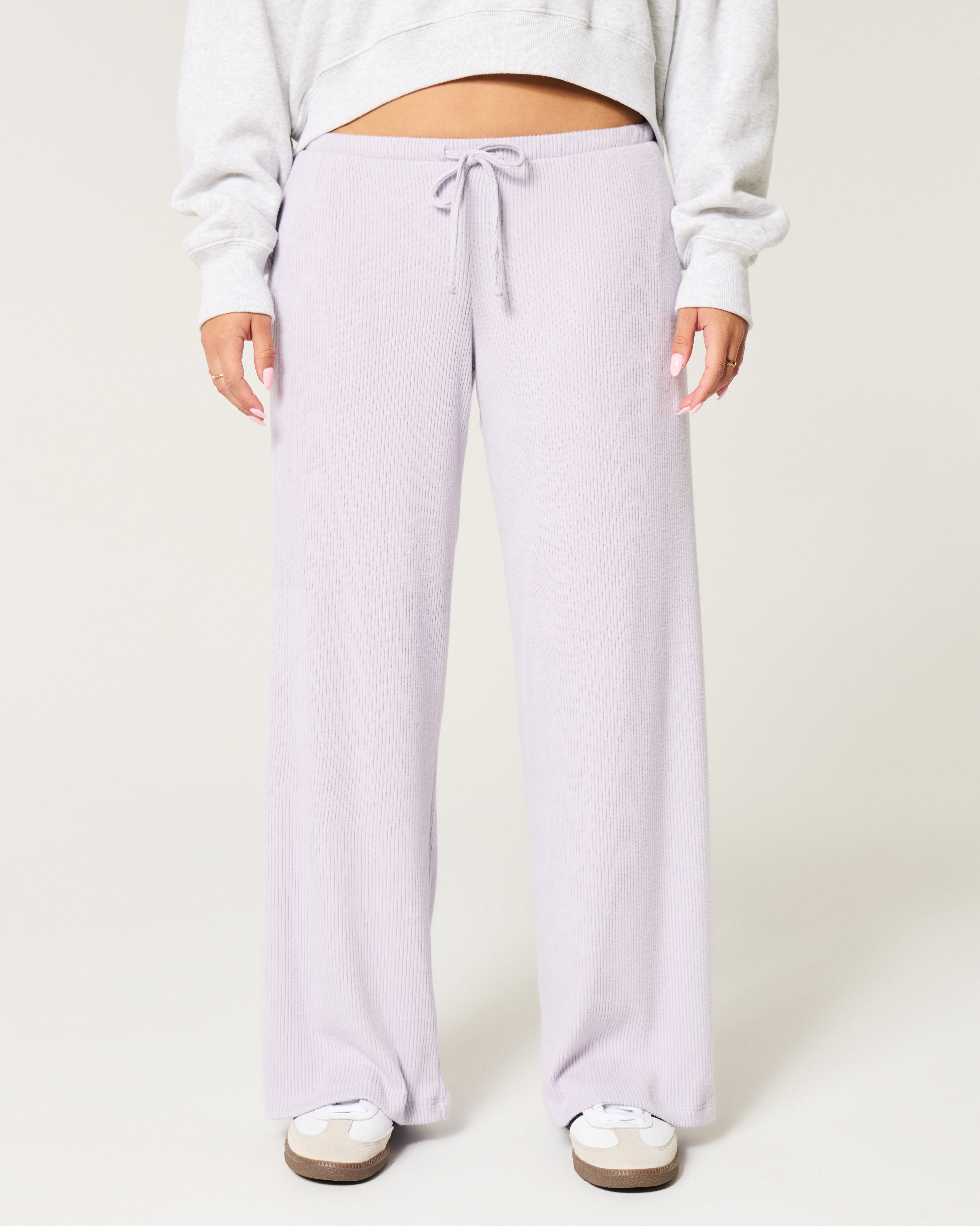 Women's Cozy Ribbed Drawstring Baggy Pants | Women's Bottoms