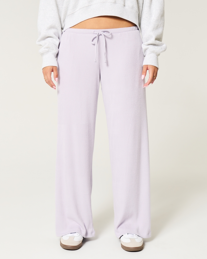 Low-Rise Cozy Ribbed Baggy Pants