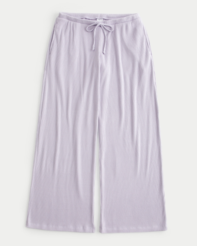 Low-Rise Cozy Ribbed Baggy Pants