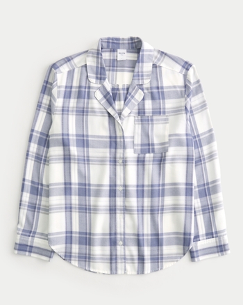 Women s Long Sleeve Flannel Pajama Top Women s Sleepwear Loungewear HollisterCo