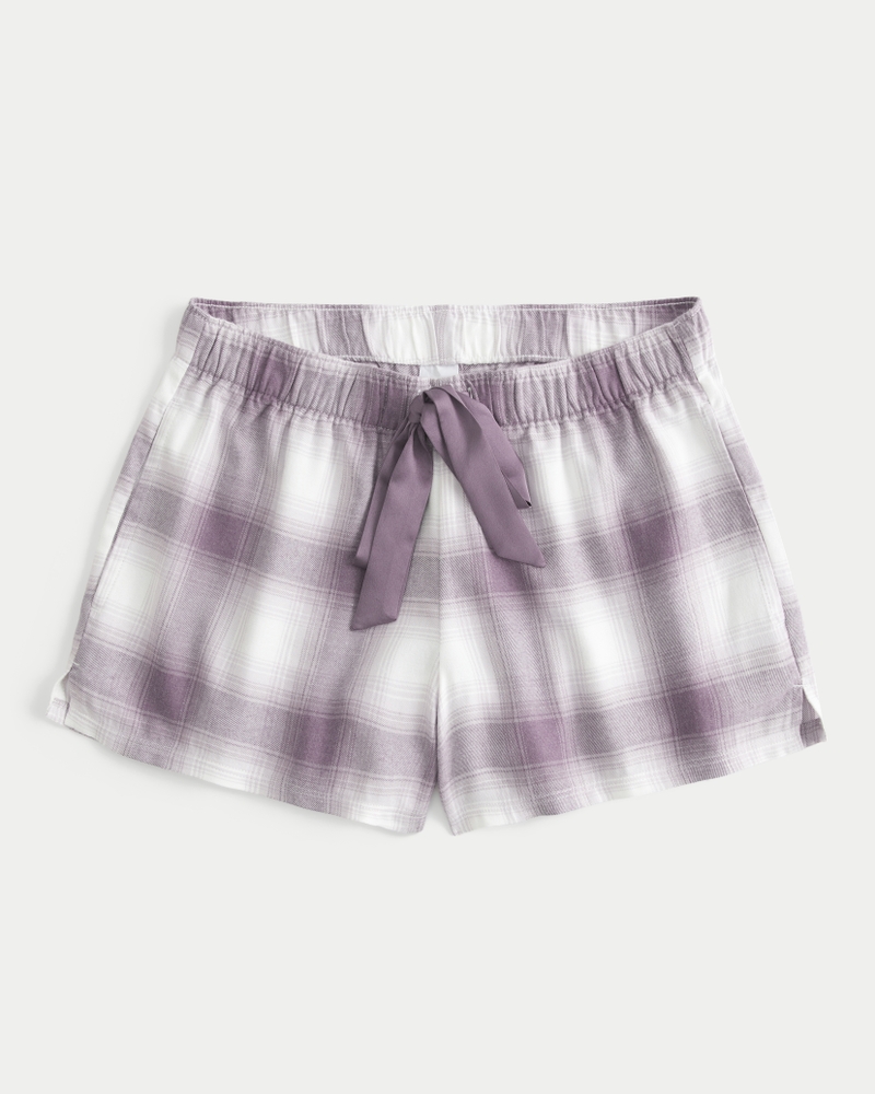 Women s Flannel Tie Shorts in Dusk Gray Plaid Size S from Hollister