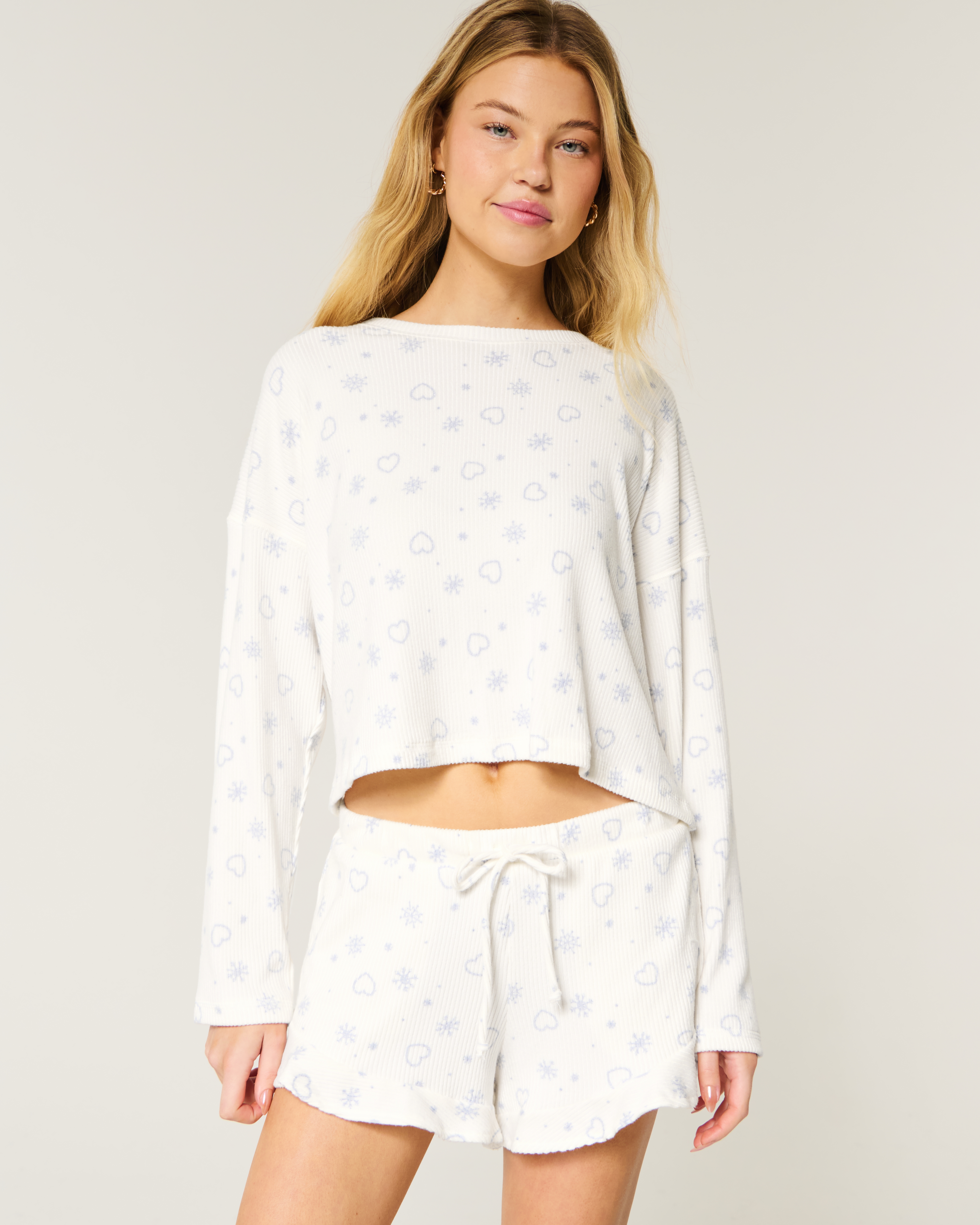 Cozy Ribbed Pajama Top & Shorts Set