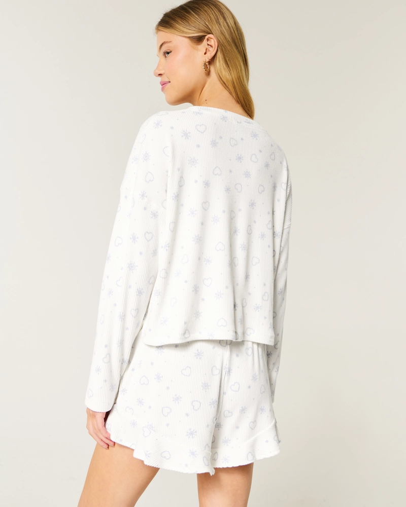 Cozy Ribbed Pajama Top & Shorts Set