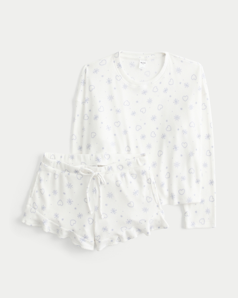 Cozy Ribbed Pajama Top & Shorts Set
