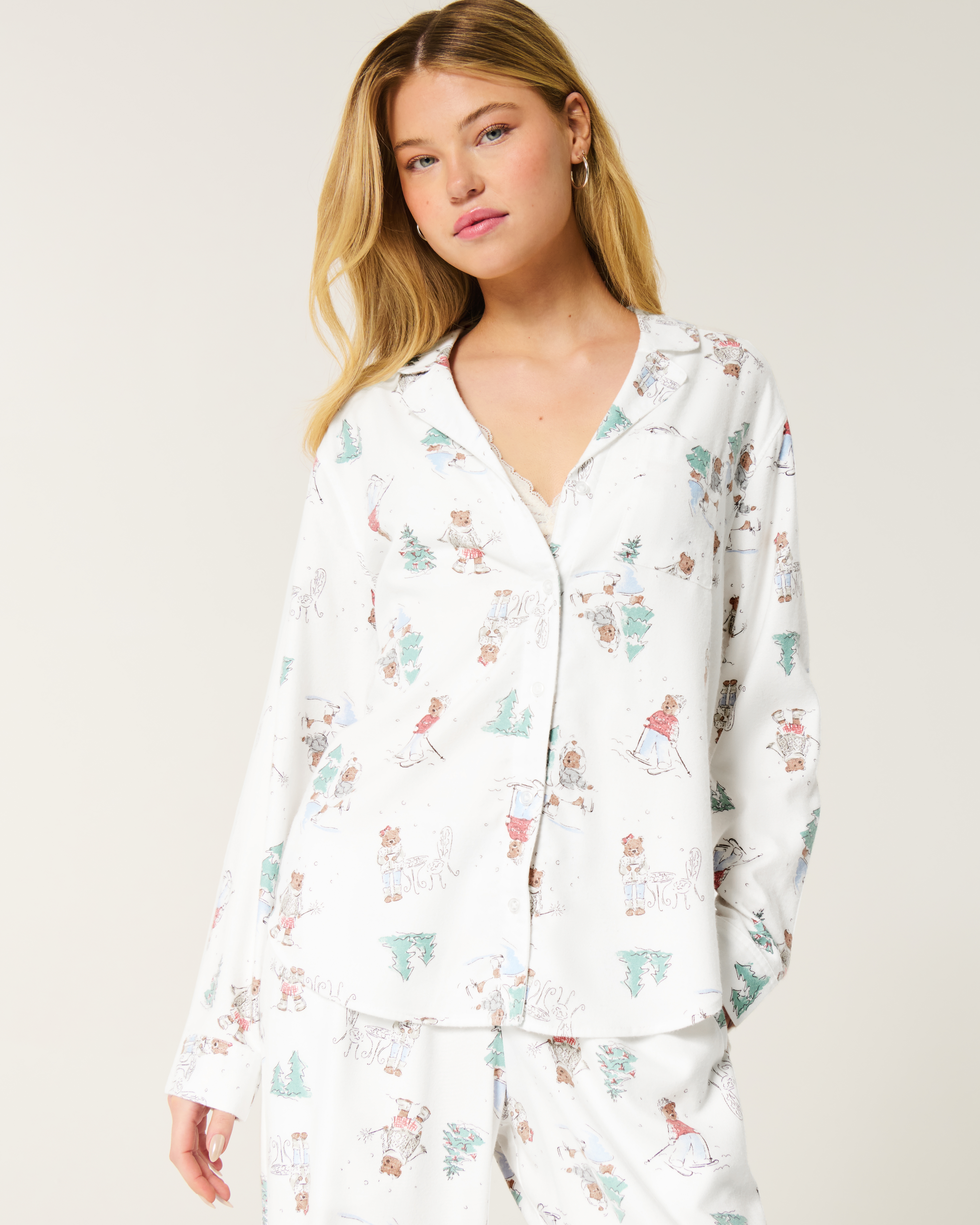 Long-Sleeve Flannel Pajama Top