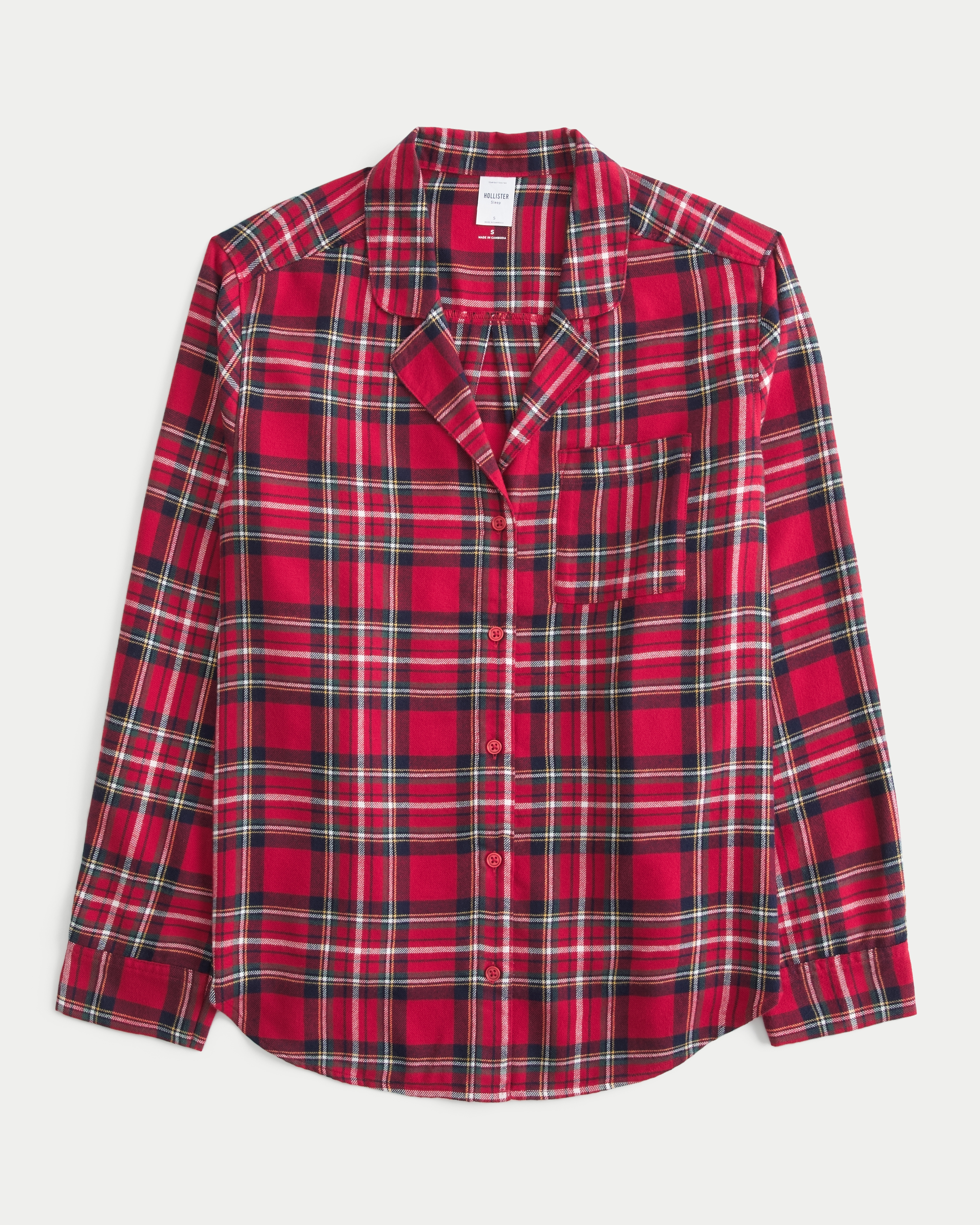 Long Sleeve Flannel Pajama Top