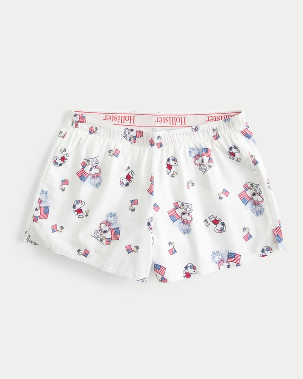 Snoopy Graphic Boxer Shorts, White Print view 1