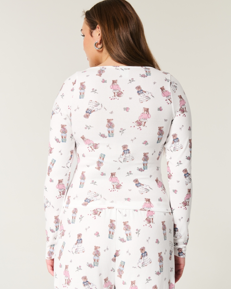 Cozy Bear Pattern Pajama Top
