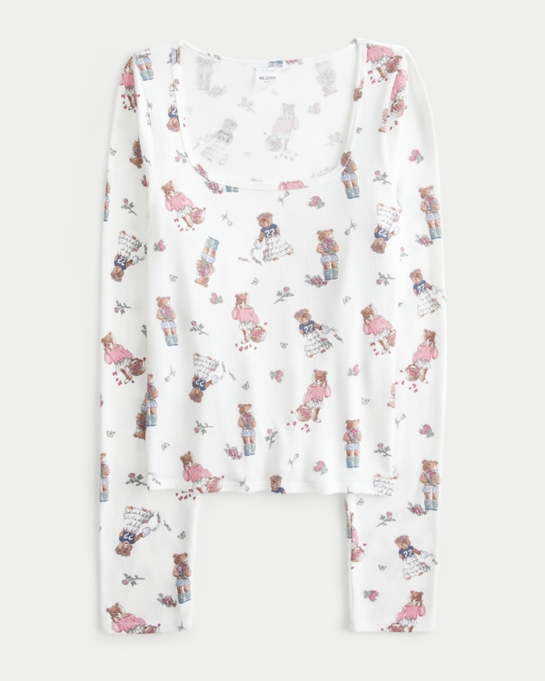 Cozy Bear Pattern Pajama Top