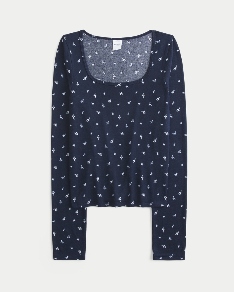 Cozy Floral Pattern Pajama Top
