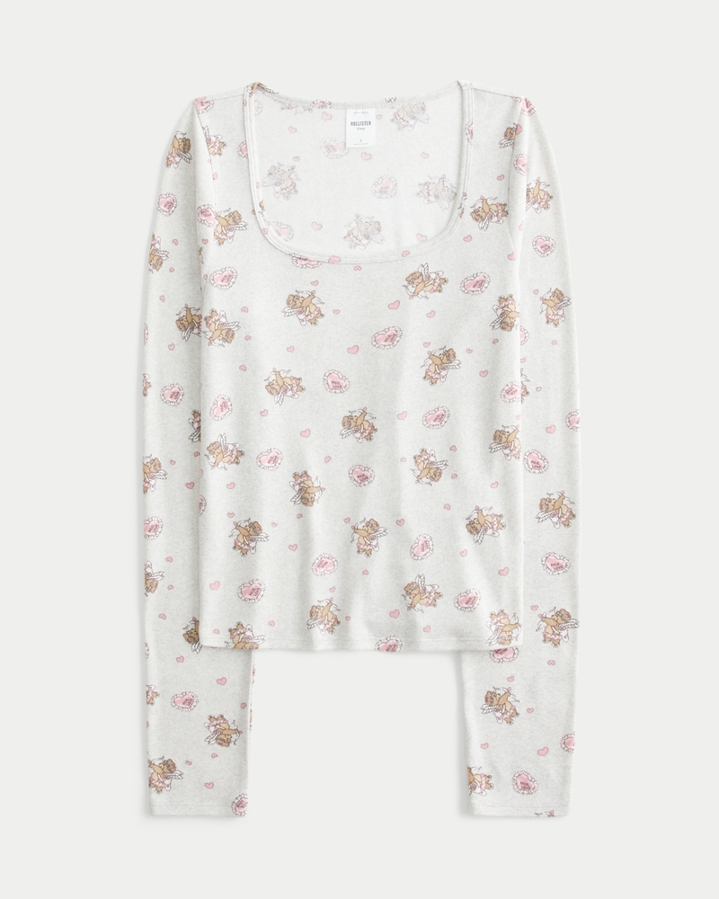 Cozy Bear Pattern Pajama Top