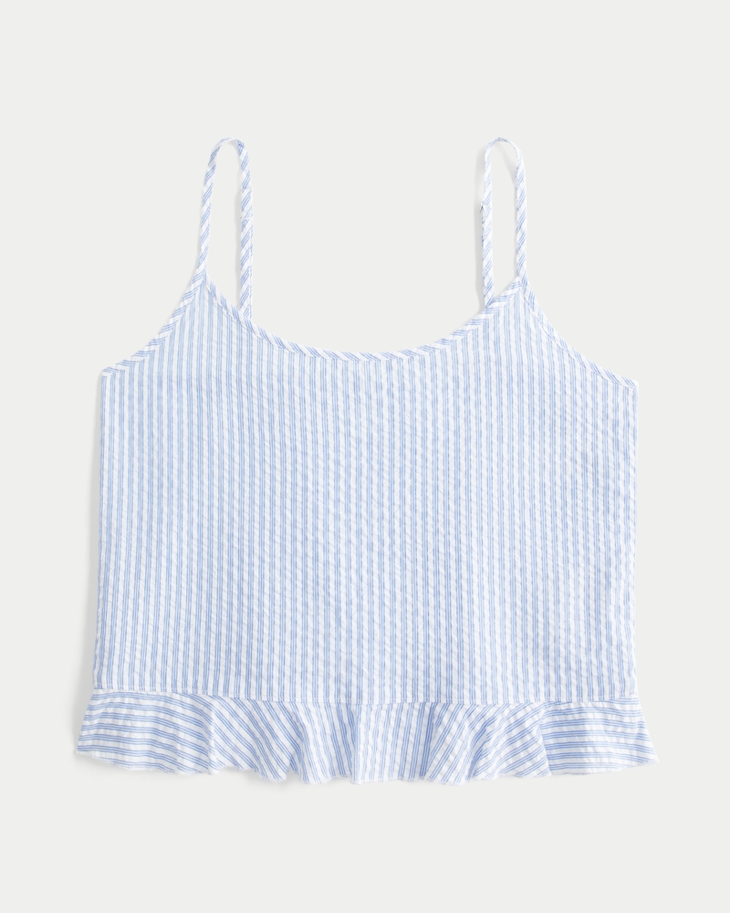 Ruffle Seersucker Sleep Tank