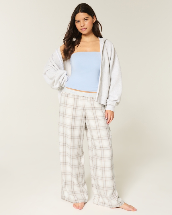 Baggy Flannel Pants, Taupe Plaid view 1