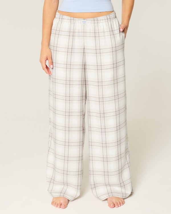 Baggy Flannel Pants, Taupe Plaid view 2