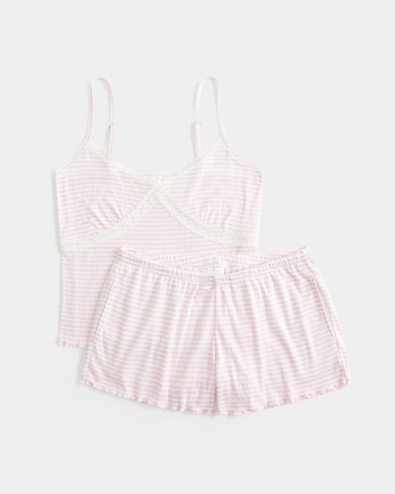 Cozy Lace Pointelle Cami & Shorts Set