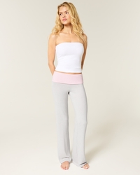 Foldover Waist Knit Flare Pants