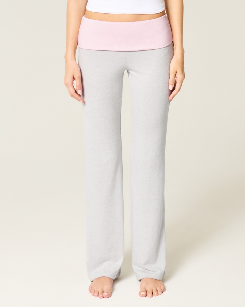 Foldover Waist Knit Flare Pants