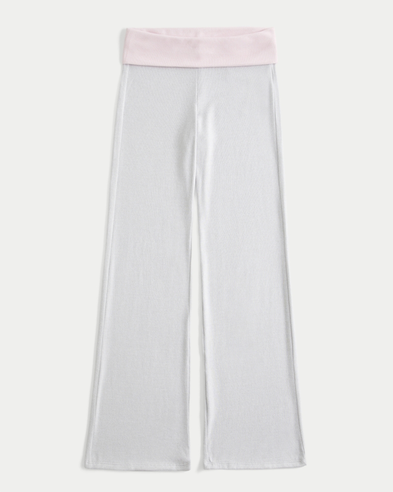 Foldover Waist Knit Flare Pants