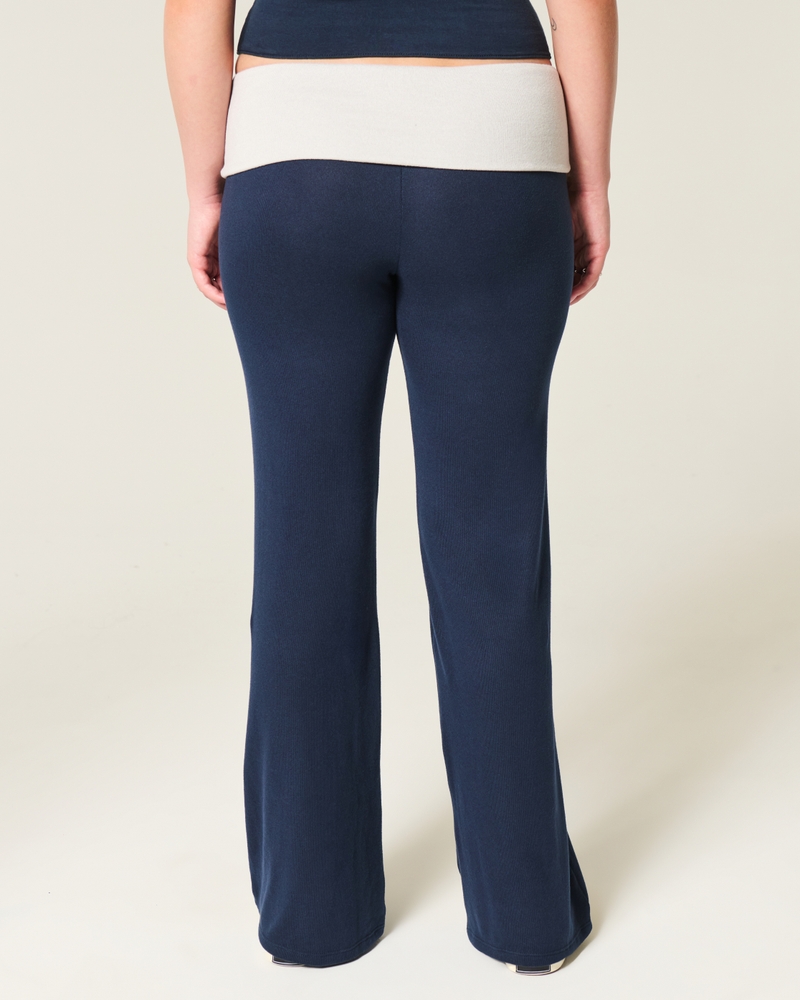 Foldover Waist Knit Flare Pants