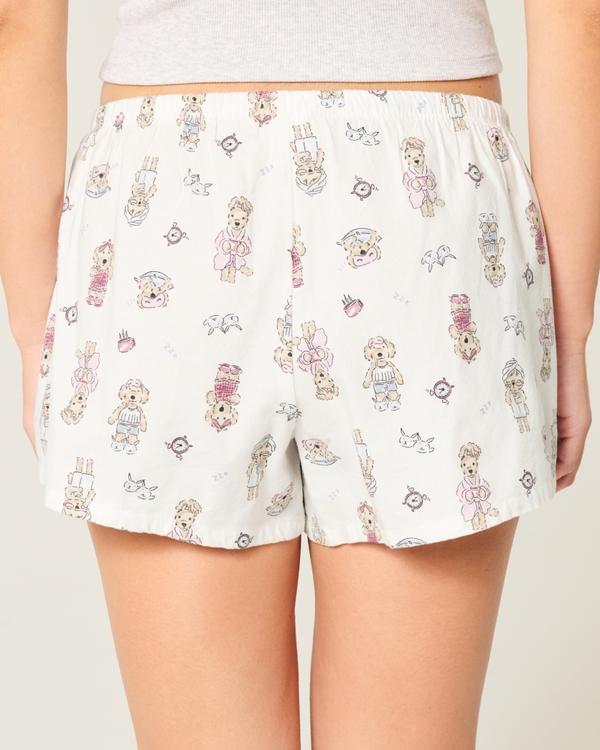 Oxford Cotton Tie Shorts, White Print view 2
