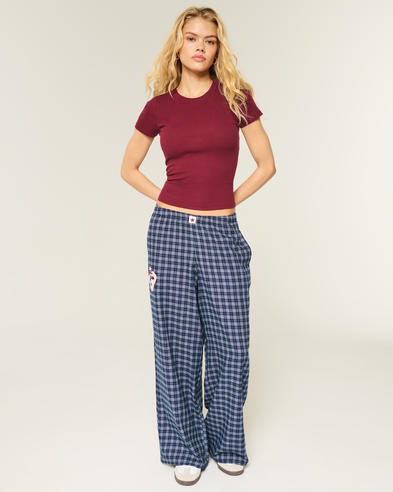 Women's Number Graphic Baggy Flannel Pants Women's Bottoms