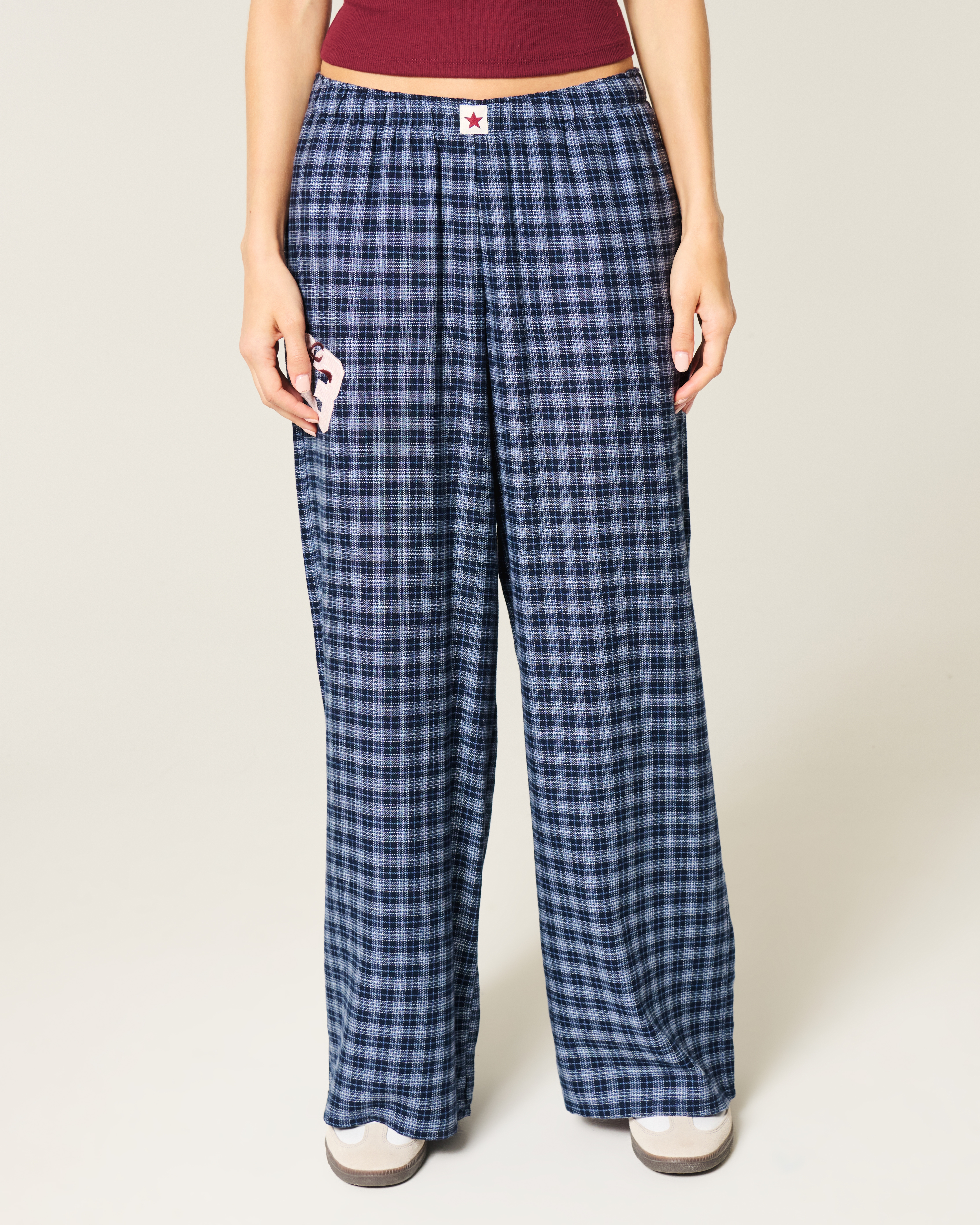 Number Graphic Baggy Flannel Pants