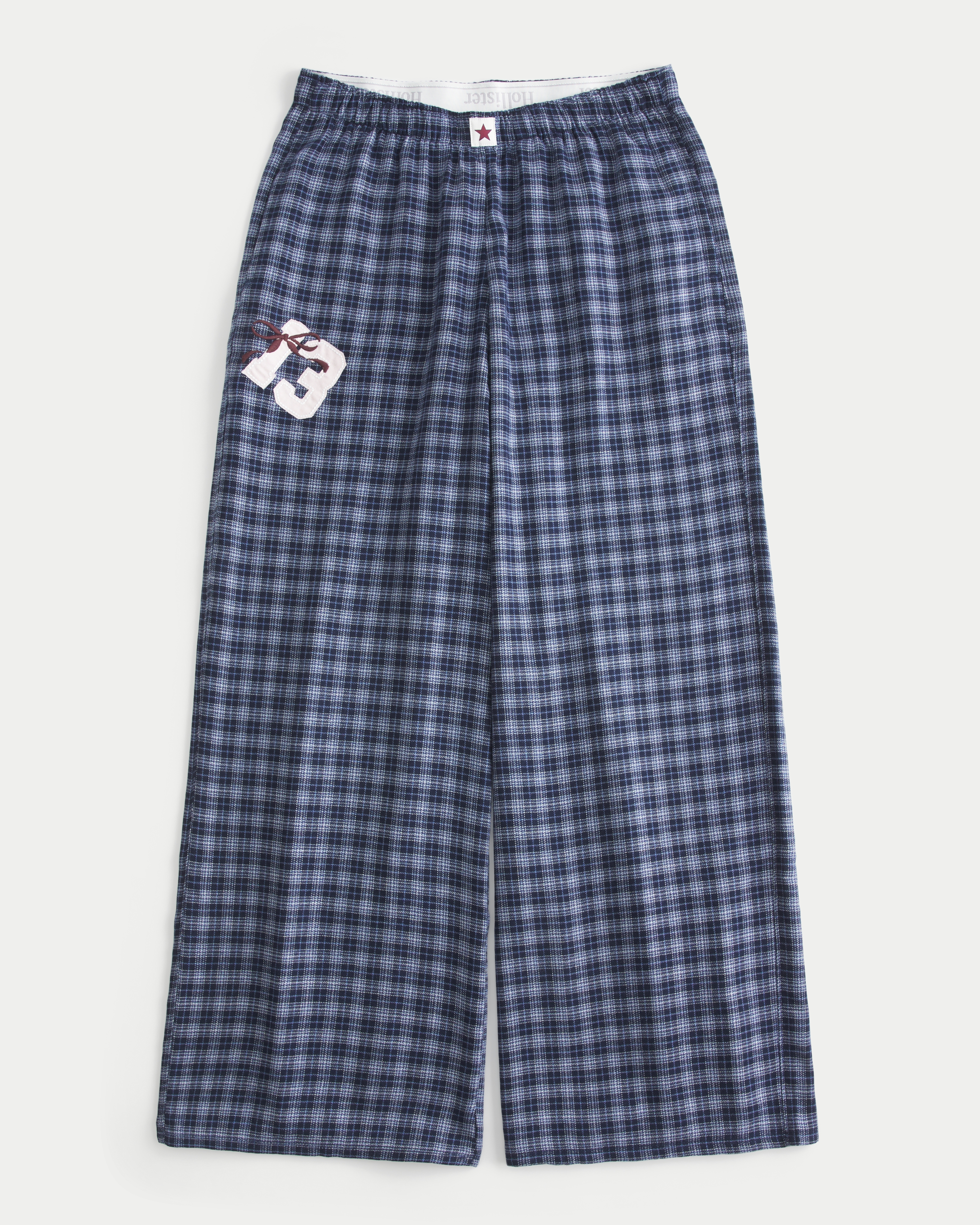 Number Graphic Baggy Flannel Pants