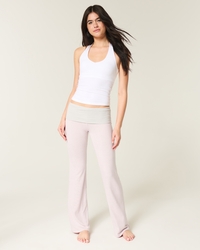 Foldover Waist Knit Flare Pants