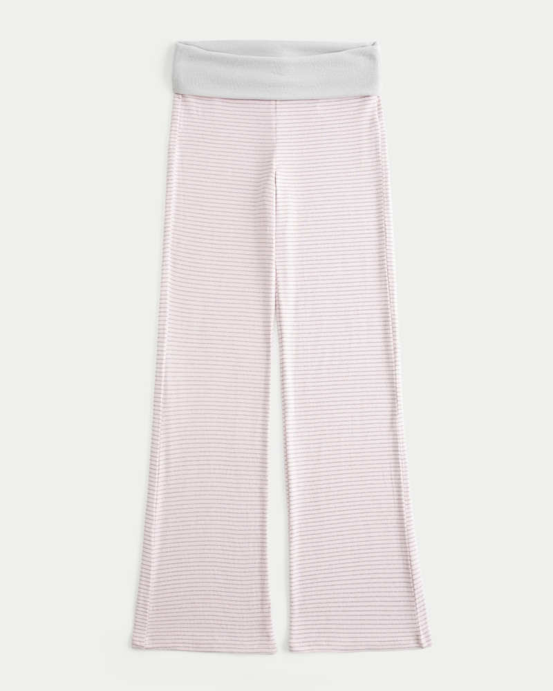 Foldover Waist Knit Flare Pants