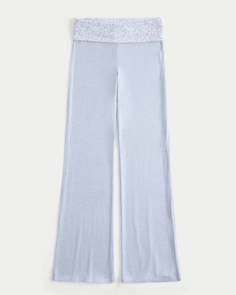 Foldover Waist Knit Flare Pants